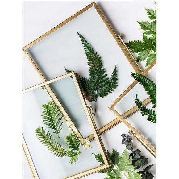 Set of 3 Glass Photo Frame Collection Simple Metal Geometric Picture - Picture 11 of 14